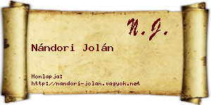 Nándori Jolán névjegykártya